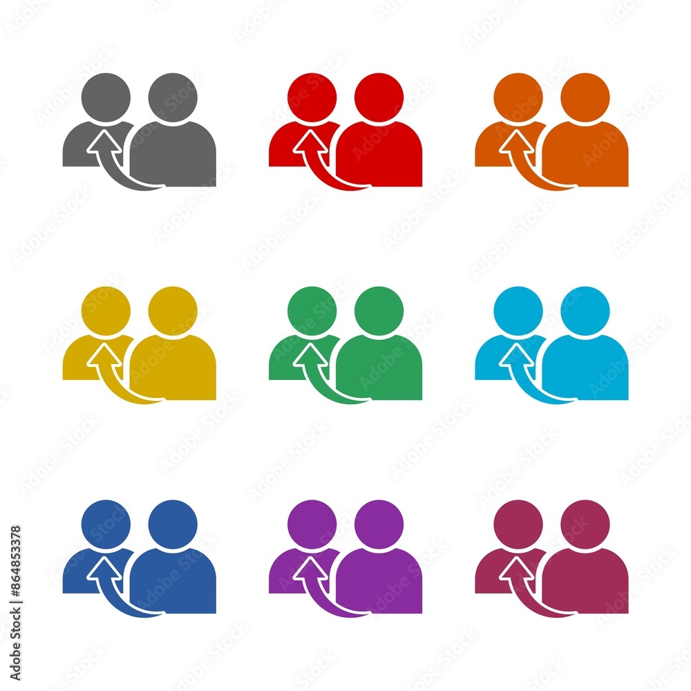 People referral icon isolated on white background. Set icons colorful People referral icon isolated on white background. Set icons colorful