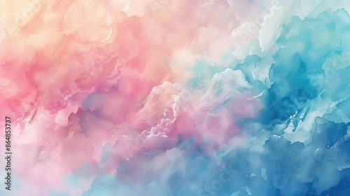 A bright, multi-colored background with fluffy clouds and a watercolor effect, creating a cheerful and colorful sky. Perfect for banners, invitations, or artistic projects. photo