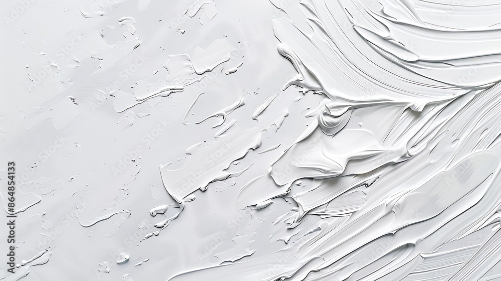 Abstract white color acrylic wave wall painting Canvas vintage grunge texture horizontal background : Generative AI Abstract white color acrylic wave wall painting Canvas vintage grunge texture horizontal background : Generative AI