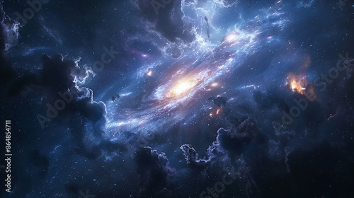 Majestic spiral galaxy in outer space .Generative  AI