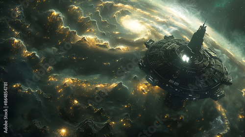 Majestic spiral galaxy in outer space .Generative  AI