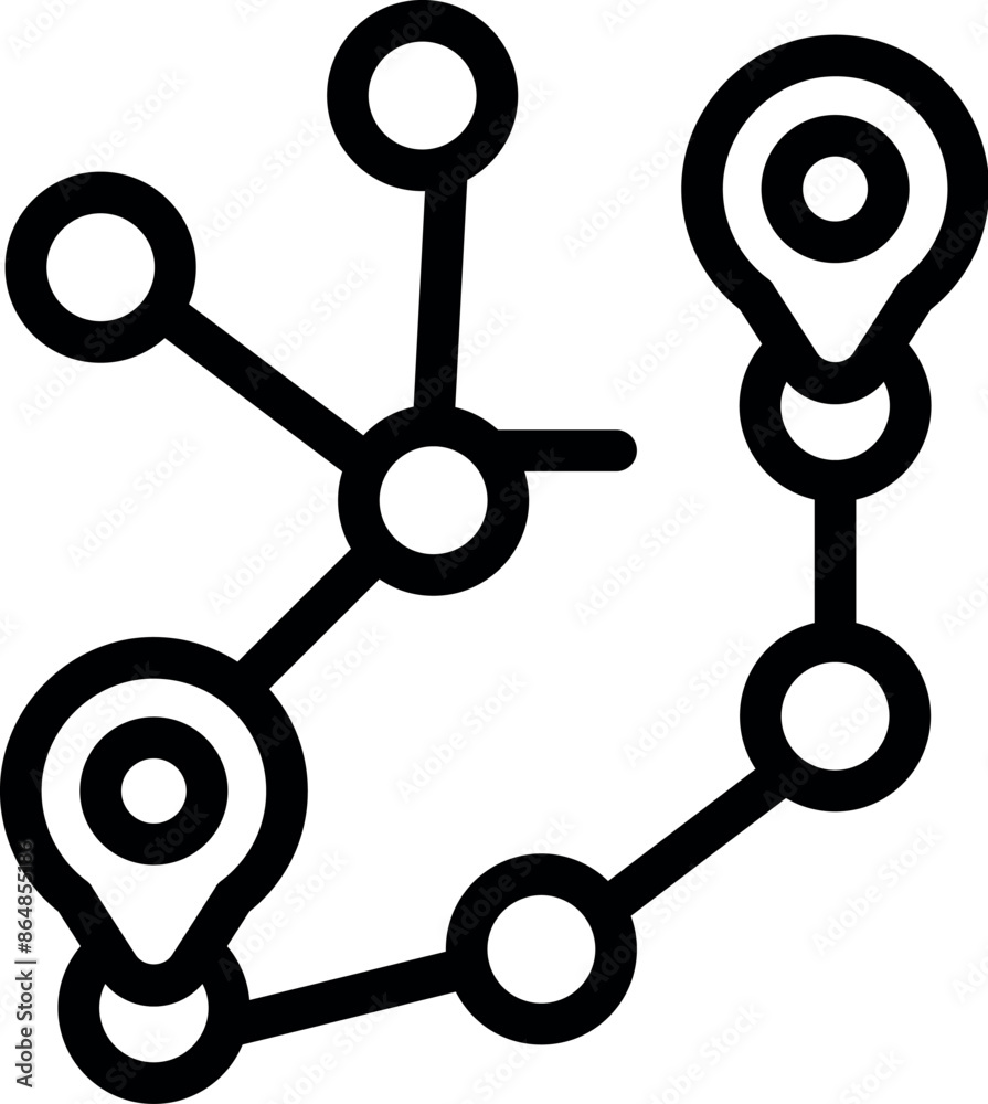 Network is connecting with gps location pins, symbolizing the concept of global positioning system and location tracking Network is connecting with gps location pins, symbolizing the concept of global positioning system and location tracking