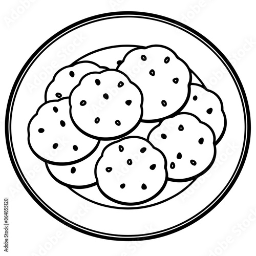 cookies outline coloring book page line art illustration digital drawing