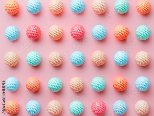 a group of colorful golf balls