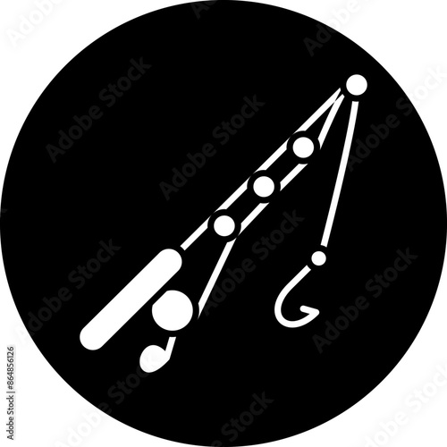 Fishing Line and Hook Icon Style