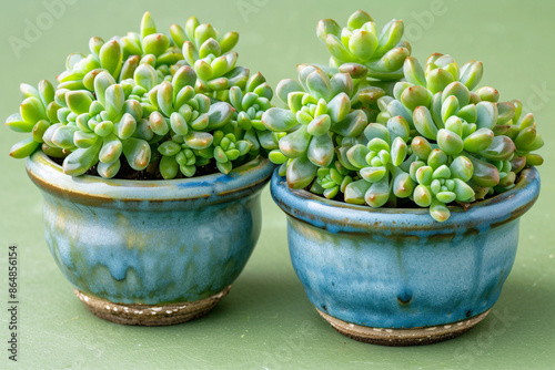 two small pots with green plants