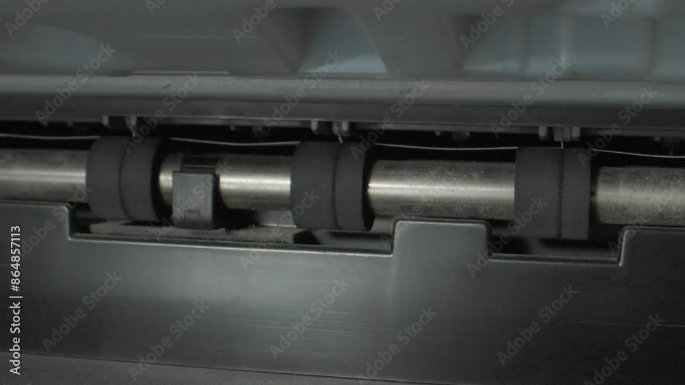 printer exit roller closeup view printer exit roller closeup view