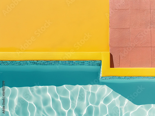 a pool with a yellow edge