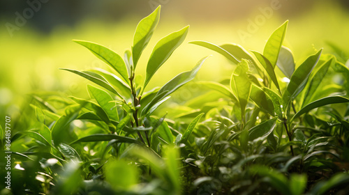 a close up of green leaves
