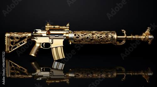 a gold gun with a long barrel