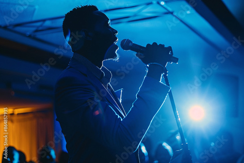 a man singing into a microphone