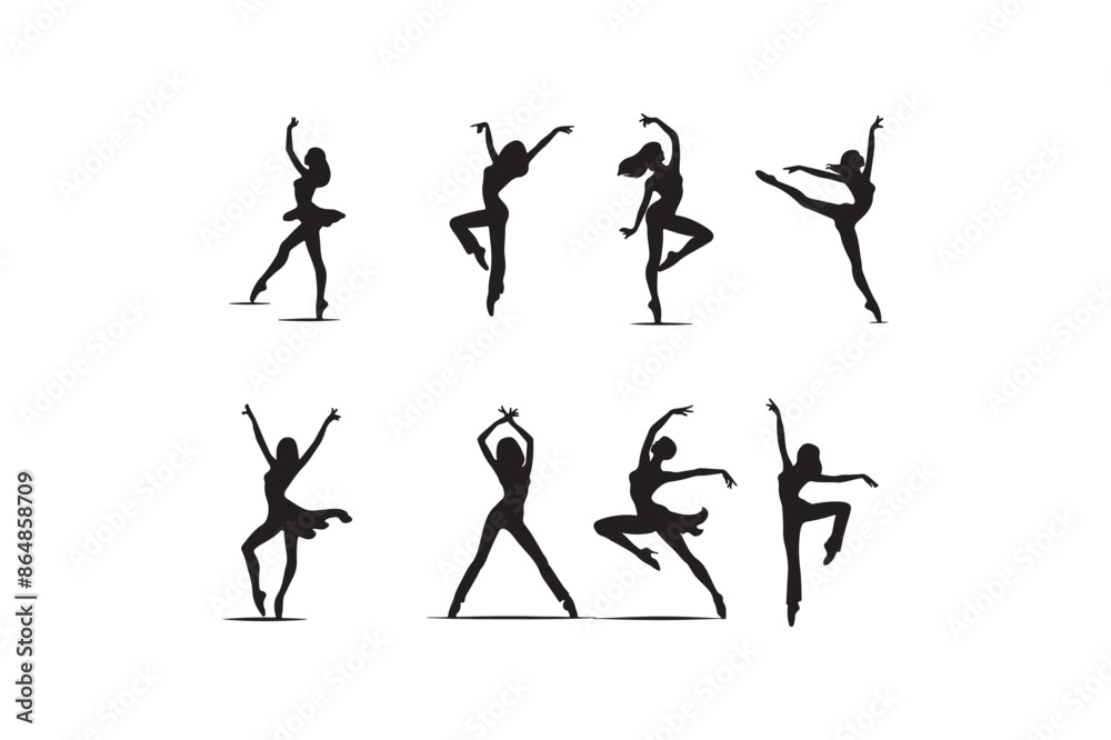 Dancer silhouette vector with white background Dancer silhouette vector with white background
