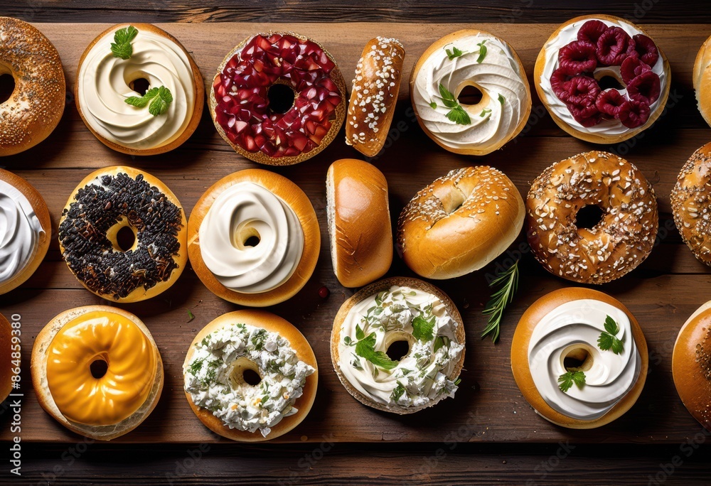 deliciously fresh bagels cream cheese spread top, bakery, breakfast, baked, round, snack, topping, bread, meal, gourmet, treat, morning, cuisine, culinary deliciously fresh bagels cream cheese spread top, bakery, breakfast, baked, round, snack, topping, bread, meal, gourmet, treat, morning, cuisine, culinary