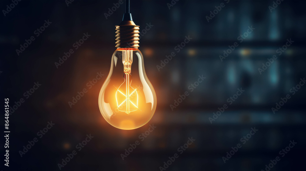 Illuminated Classic Light Bulb with Glowing Filament and Dark Ambient Setting Illuminated Classic Light Bulb with Glowing Filament and Dark Ambient Setting