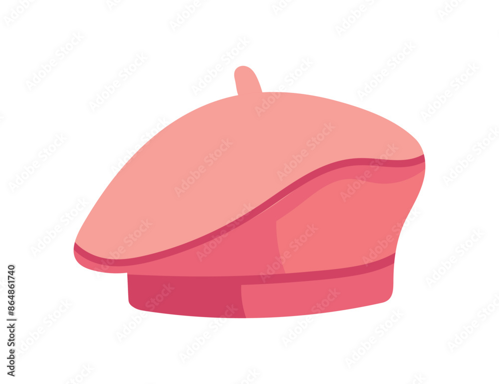 Women's pink beret, stylish hat vector illustration isolated on white background Women's pink beret, stylish hat vector illustration isolated on white background