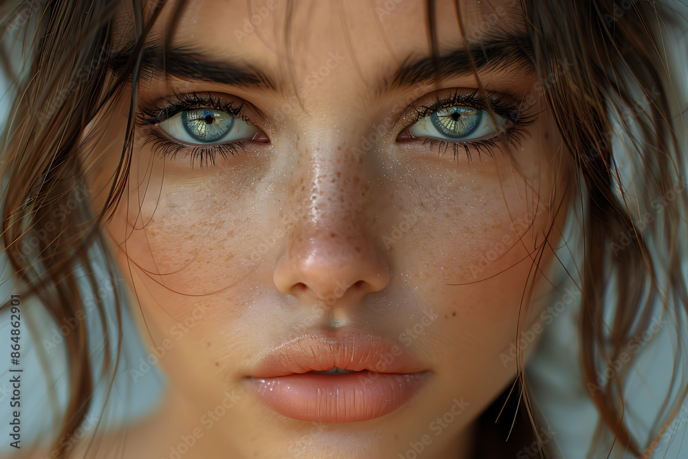 A very beautiful girl with expressive features, looking directly at the camera. She has beautiful pouty lips, very detailed eyes, and stunning black hair A very beautiful girl with expressive features, looking directly at the camera. She has beautiful pouty lips, very detailed eyes, and stunning black hair