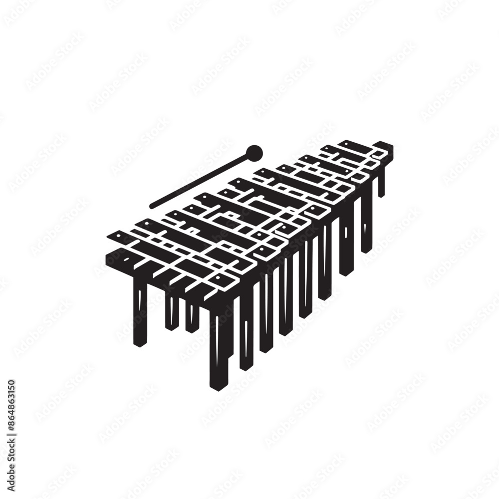 Xylophone Vector Silhouette - Musical Instrument Illustration - Minimalist Xylophone Design. Xylophone Vector Silhouette - Musical Instrument Illustration - Minimalist Xylophone Design.