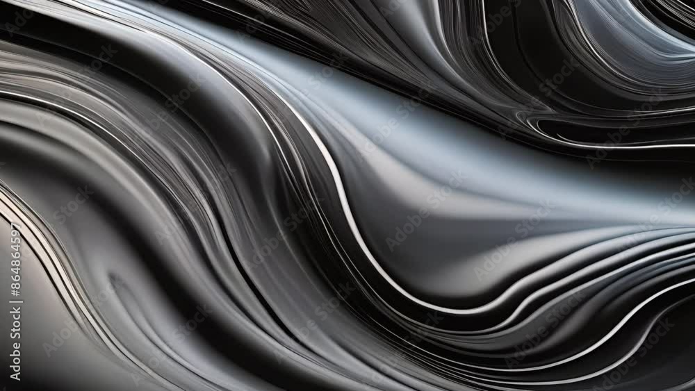Black fluid art with seamless ripples and waves for depth. Design concept.
Black fluid art with seamless ripples and waves for depth. Design concept.