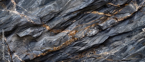 Panoramic close-up, high detail scan of gneiss material, Generative AI