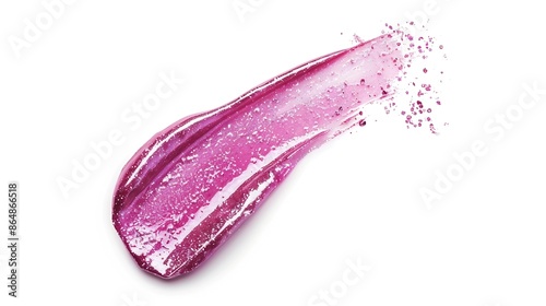 Pink shimmering lipgloss texture isolated on white background Smudged cosmetic product smear Makup swatch product sample : Generative AI photo