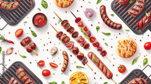 High-quality seamless pattern of barbecue photo