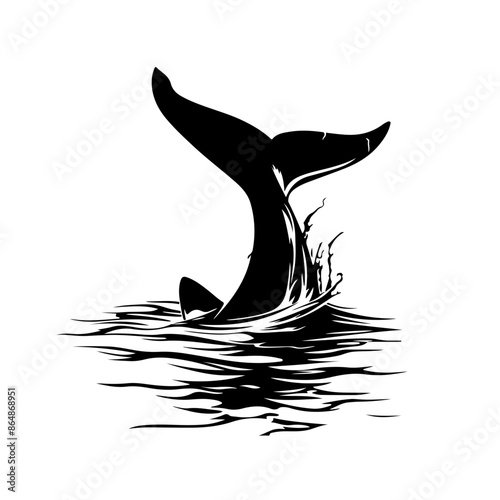 Sharks tail fin breaking the surface Vector Logo