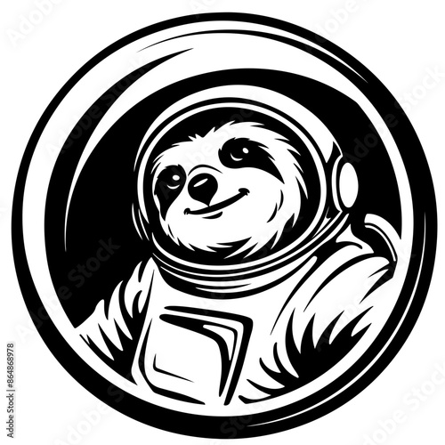 Sloth Astronaut Vector Logo