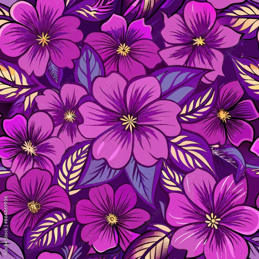 Fototapeta premium seamless pattern of captivating batik violets, Generative AI