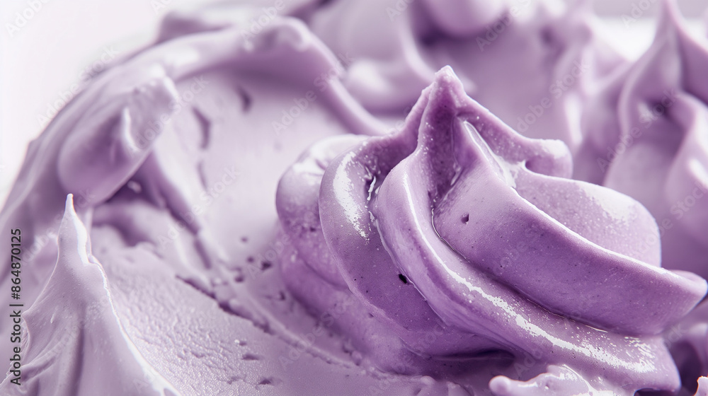 Artistic lavender and cream gelato, an image of artistic lavender and cream gelato, its soft purple swirls and creamy texture against a white background