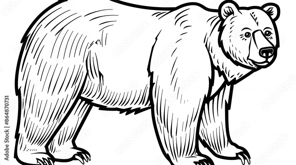 Obraz premium Cartoon bear, outlined for coloring.