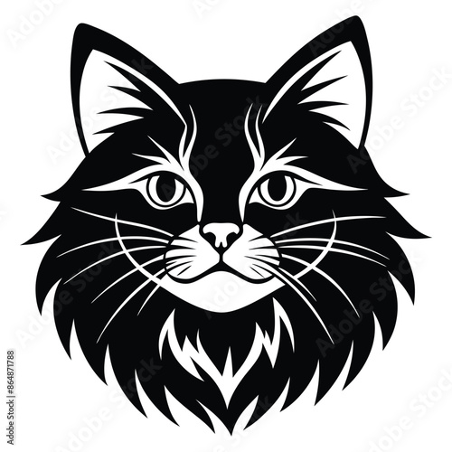 Vector of a cat face design on white background. Pets, Animals.