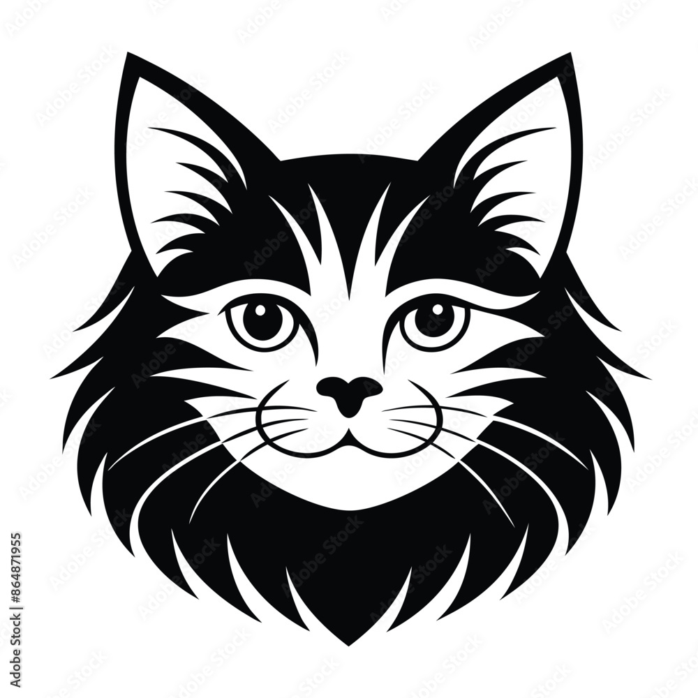 Fototapeta premium Vector of a cat face design on white background. Pets, Animals.