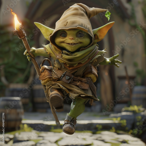 A green dwarf in a 3d game style