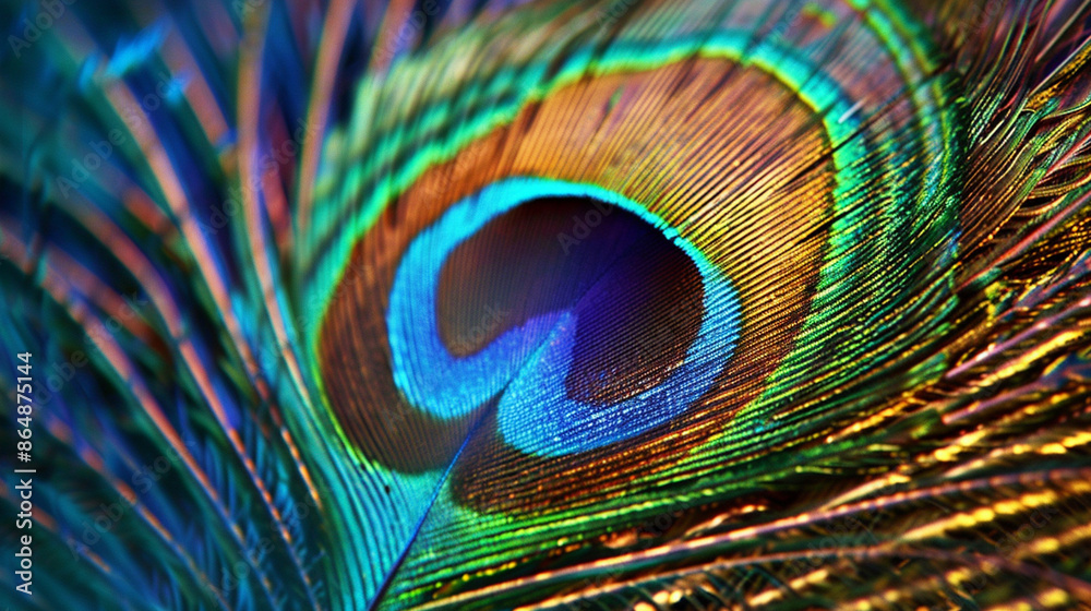 Obraz premium Peacock feather. Background. AI generated