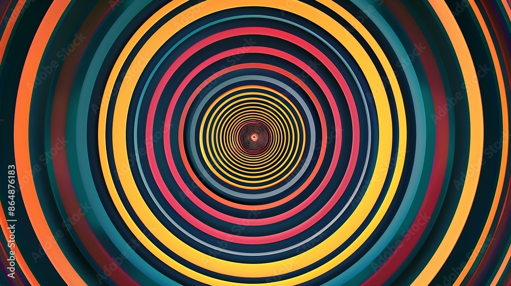 Abstract hypnotic circle screen optical illusion pop art background texture backdrop wallpaper Hypnosis monitor screen display circular pattern circles moving optical illusion nobody m : Generative AI