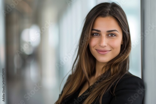 Confident young woman smiling at camera © Balaraw