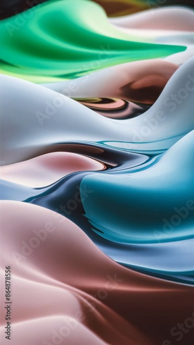 3d visualization abstract background. Soft light and pastel colours. Gentle futuristic liquid gradient landscape artwork