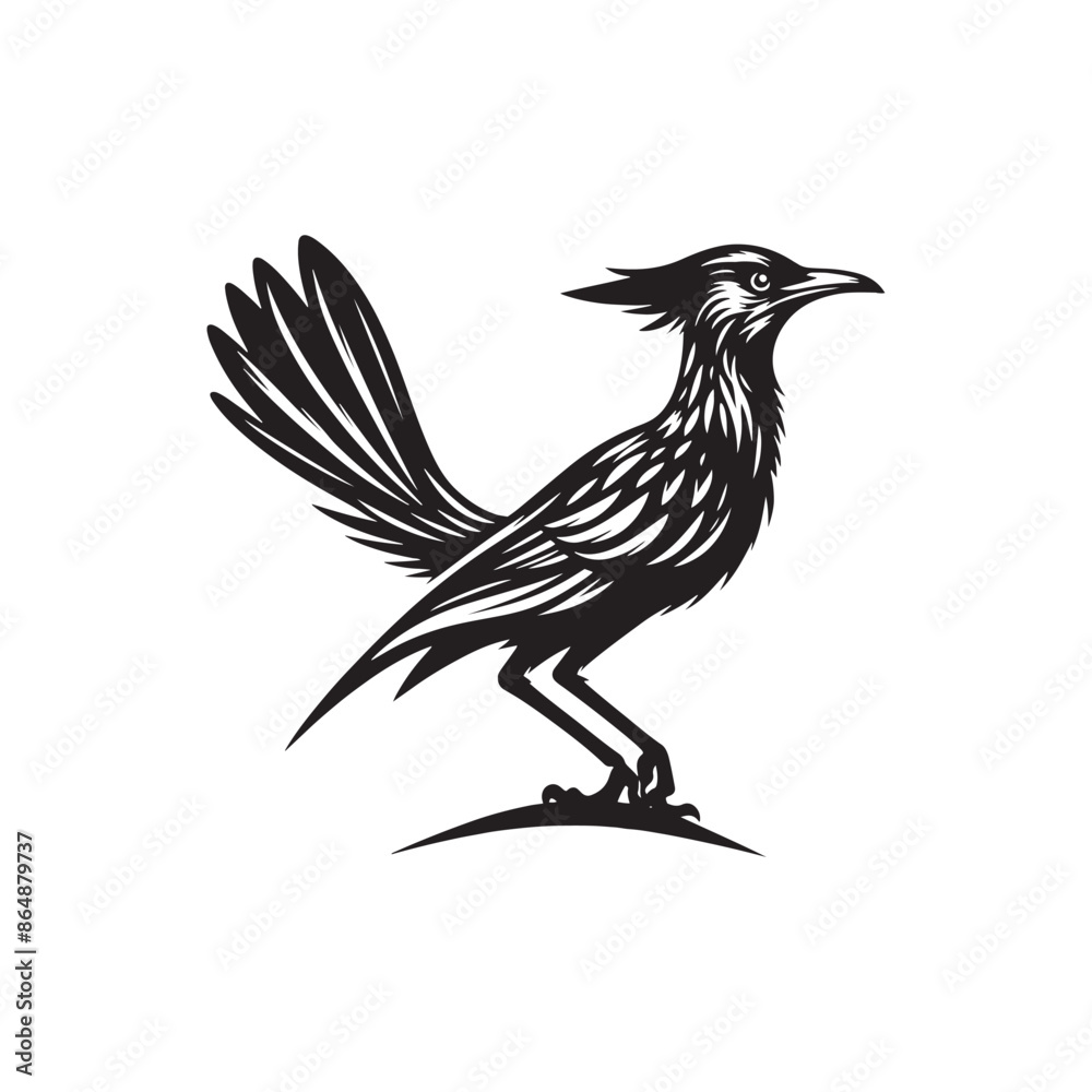 Naklejka premium Roadrunner Bird Vector - Roadrunner Bird Silhouette - Minimalist Roadrunner Bird design.