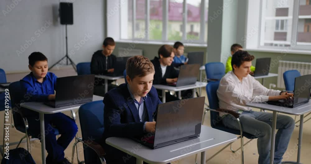 Programming Classes For School Students, Children Learning In Computer-Based Classroom Programming Classes For School Students, Children Learning In Computer-Based Classroom
