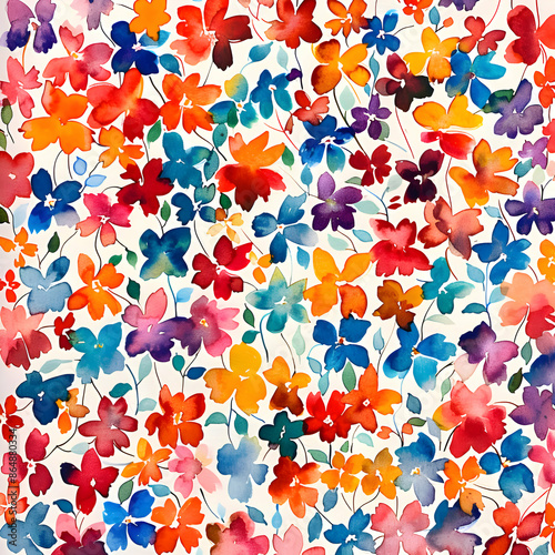 watercolor flower and leaves seamless pattern,pattern for beauty products,colorful floral watercolor seamless pattern,generative ai