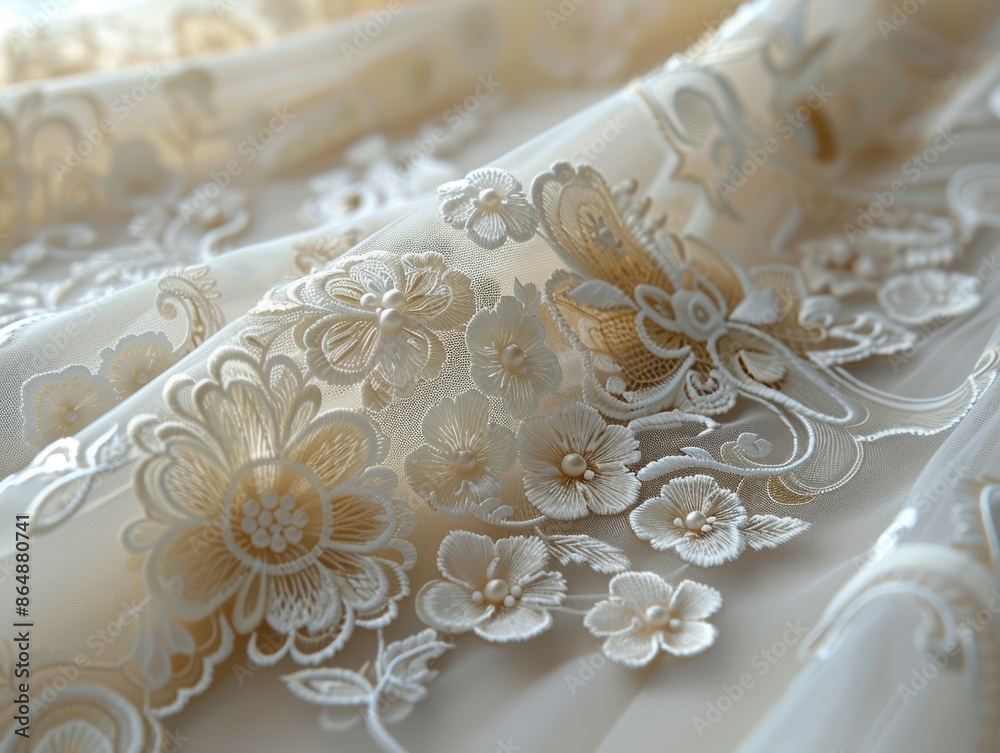Close-up shot of intricate lace fabric patterns, 8K, Full HD. Close-up shot of intricate lace fabric patterns, 8K, Full HD.