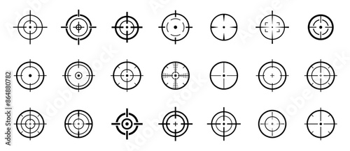 Target vector icon illustration. Set of target icon. Crosshairs icon set. Bullseye symbol collection.