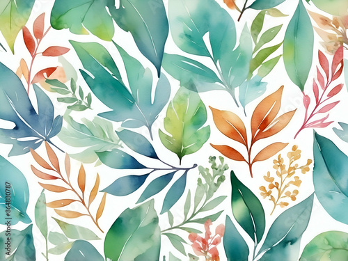 Abstract watercolor art leaves background wallpaper with watercolor, leaf flower, vivid foliage