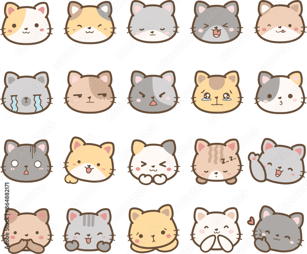 Doodle Set of Cute Cat Cartoon Clipart Doodle Set of Cute Cat Cartoon Clipart