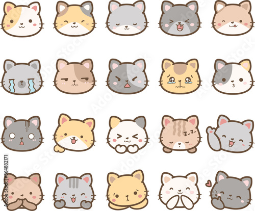 Doodle Set of Cute Cat Cartoon Clipart