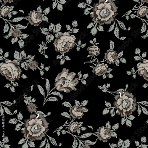 Wallpaper Mural black and white seamless pattern Torontodigital.ca