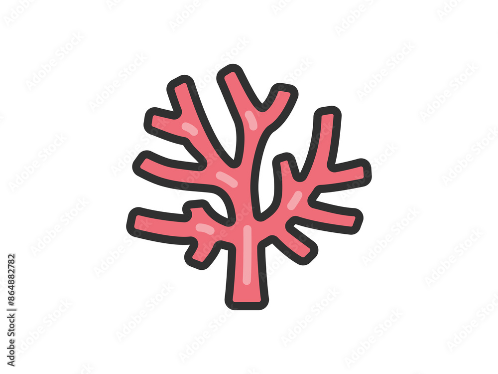 Obraz premium サンゴのアイコン(線画カラー)のイラスト