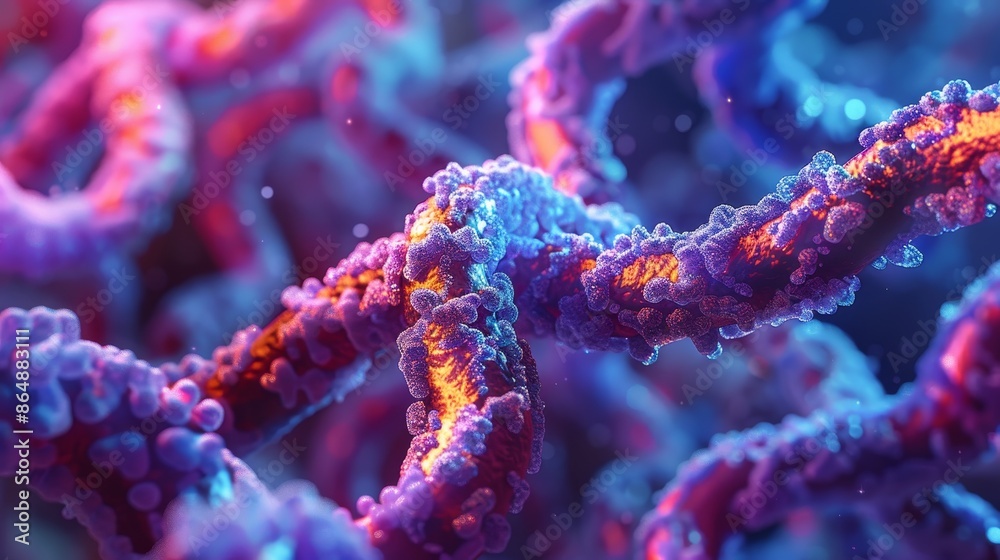 View of human chromosomes during mitosis, intricate structures in vibrant detail, chromosomes cell division, scientific imagery View of human chromosomes during mitosis, intricate structures in vibrant detail, chromosomes cell division, scientific imagery