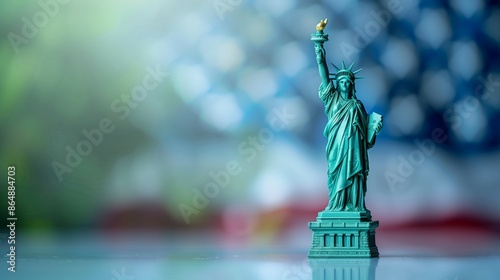 statue of liberty with american flag