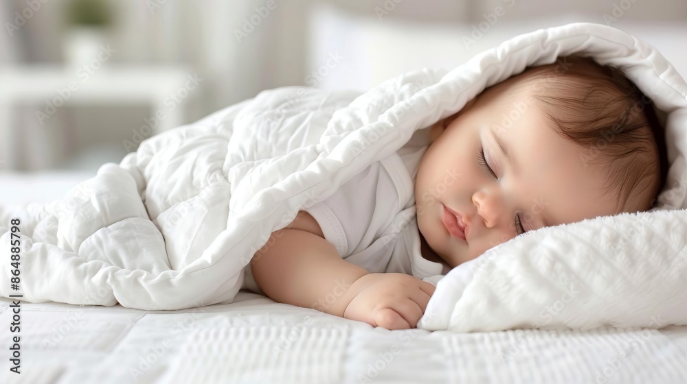 Newborn baby swaddled in a soft blanket, peacefully sleeping, gentle lighting, innocence, first days of life, tender moment Newborn baby swaddled in a soft blanket, peacefully sleeping, gentle lighting, innocence, first days of life, tender moment